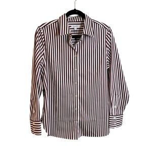 Chico's No Iron Stretch Bloomsbury‎ Stripe Button Down Shirt Size 1 US 8 Purple